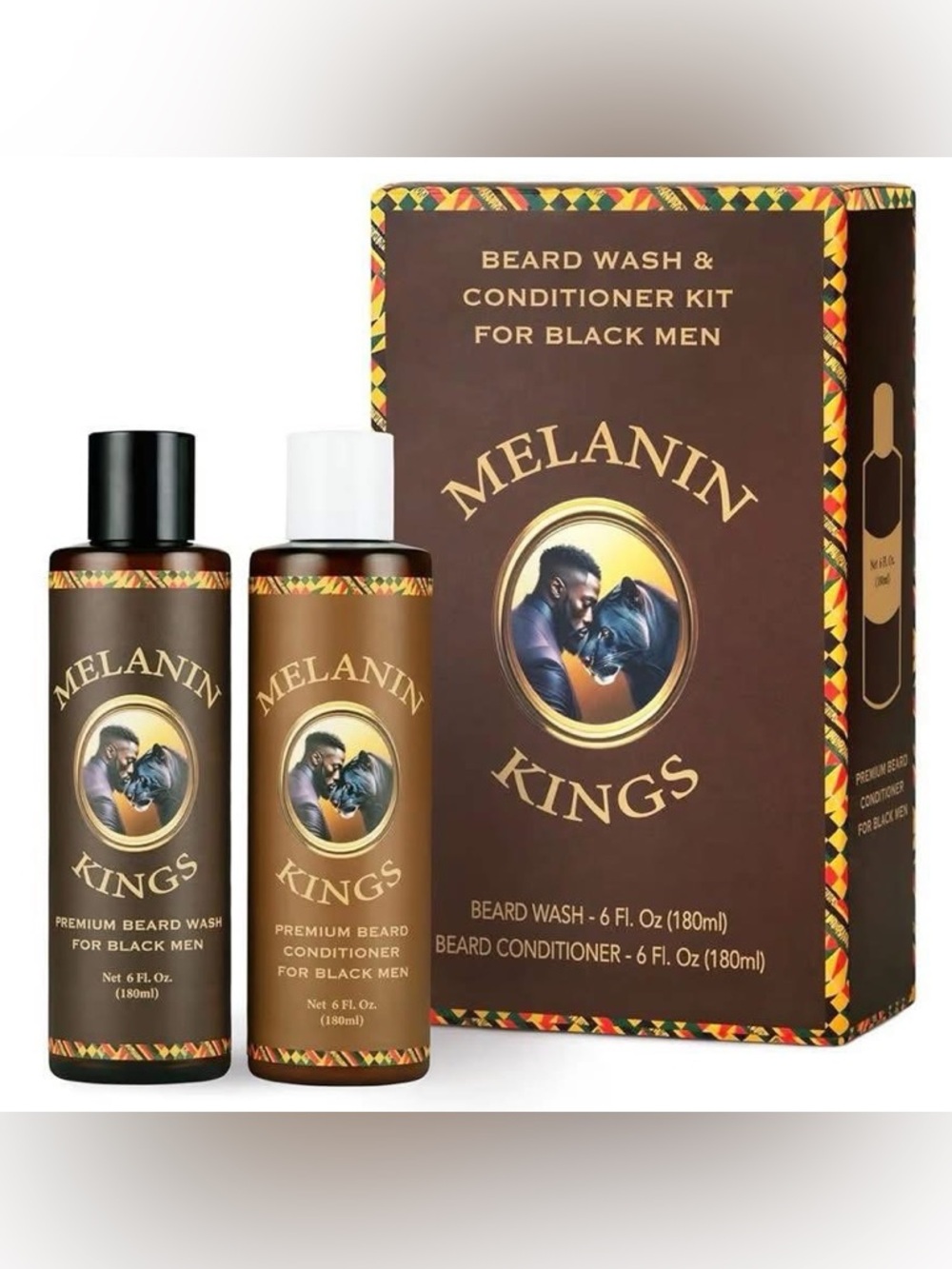Melanin Kings Beard Wash & Conditioner for Black Men Cleanse, Hydrate & Soften